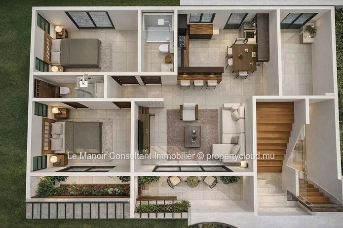 Penthouse moderne 120m2 avec vue mer imprenable à Albion et piscine commune